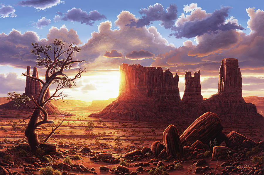 Monument Valley Painting - A World Of Heaven by R W Hedge