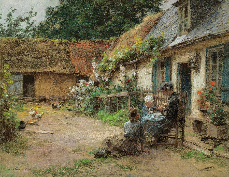 A Yard in Normandy Painting by Leon Lhermitte - Fine Art America