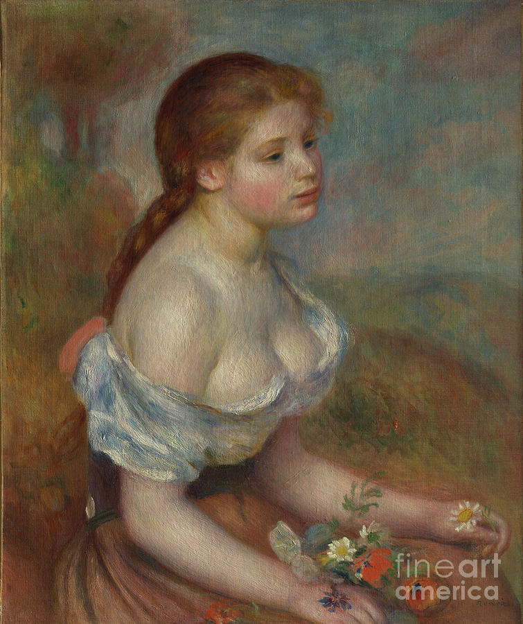A Young Girl With Daisies Drawing by Heritage Images