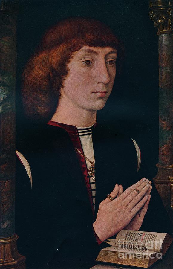 A Young Man At Prayer, C1475. Artists Drawing by Print Collector
