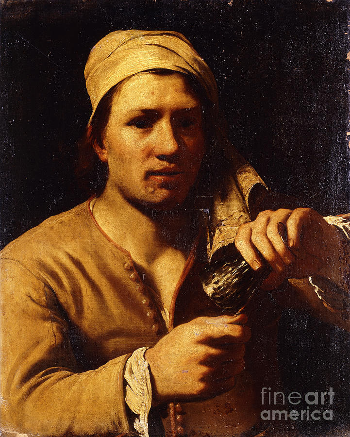 A Young Man In A Turban Holding A Roemer: The Fingernail Test Painting by Michael Sweerts