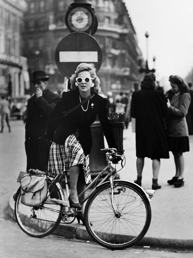A Young Parisian Woman On Bicycle Photograph by Keystone-france