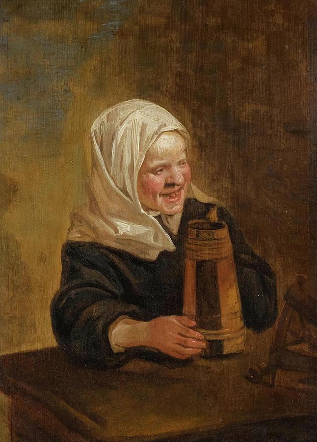 A Young Peasant Girl With A Beer Jug Painting by Harmen Hals | Fine Art ...