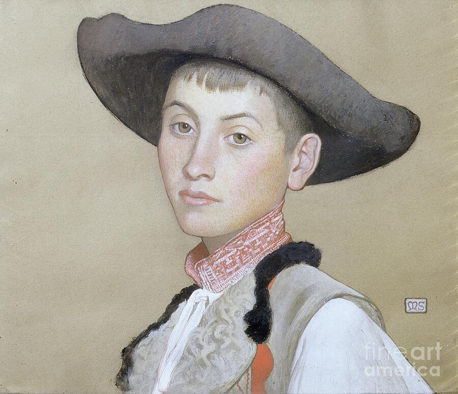 A Young Slovak Bodycolour On Paper Painting by Marianne Stokes A Young Slovak Bodycolour On Paper Painting by Marianne Stokes