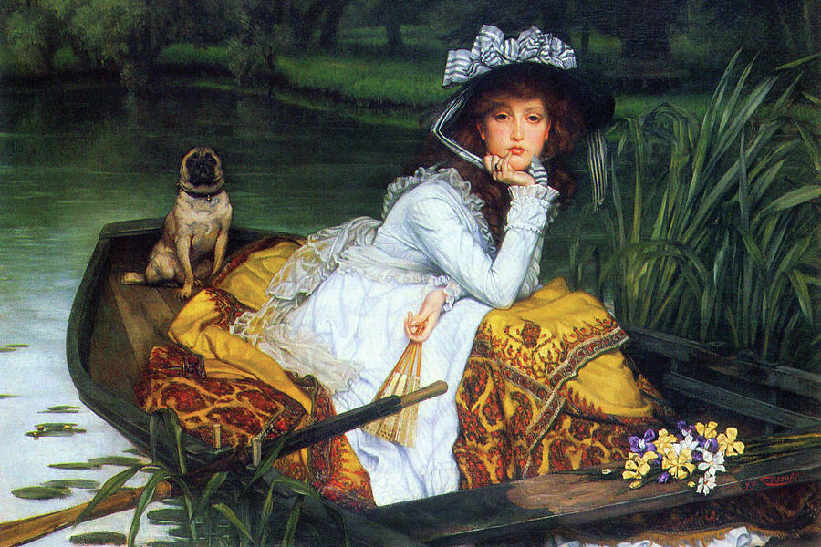 A Young woman in a boat Painting by James Tissot A Young woman in a boat Painting by James Tissot