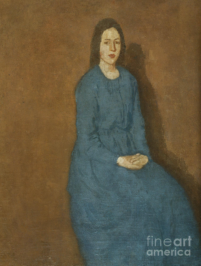 A Young Woman In Blue, C.1914-15 Painting by Gwen John