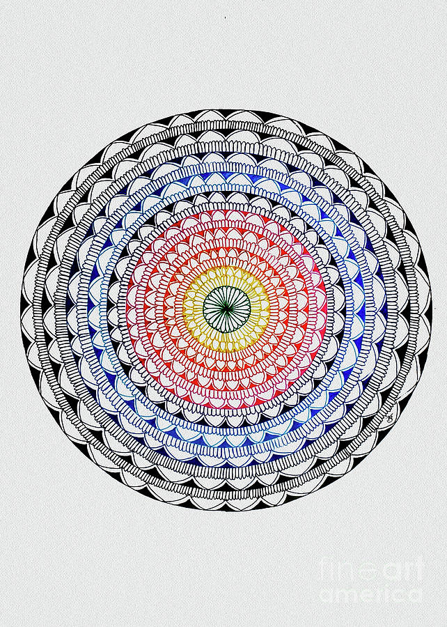 A4 Colorful Mandala 6 Drawing by Neena PS