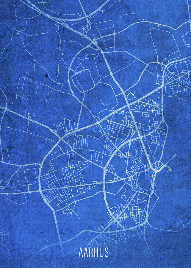City Mixed Media - Aarhus Denmark City Street Map Blueprints by Design Turnpike