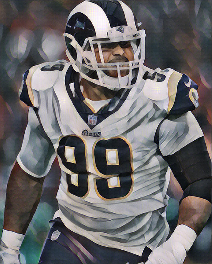 Aaron Donald Los Angeles Rams Pixel Art 99 by Joe Hamilton