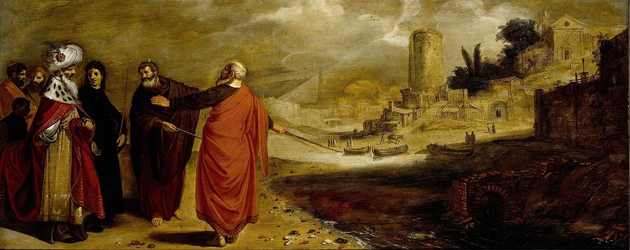 Aaron Transforming the Water of the Nile into Blood. Painting by Jan Symonsz Pynas