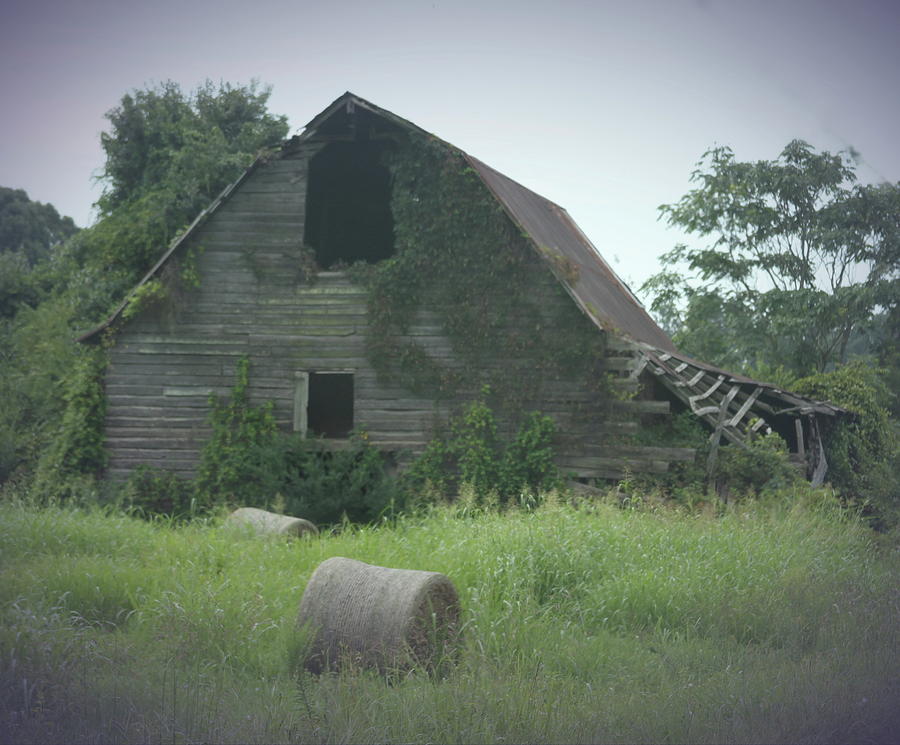 Abandoned Barn And Hay Roll 2018c Photograph by Cathy Lindsey - Fine ...
