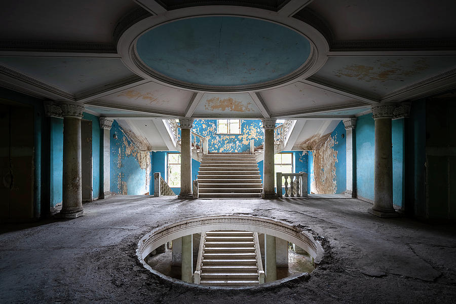 Abandoned Blue Staircase Photograph by Roman Robroek