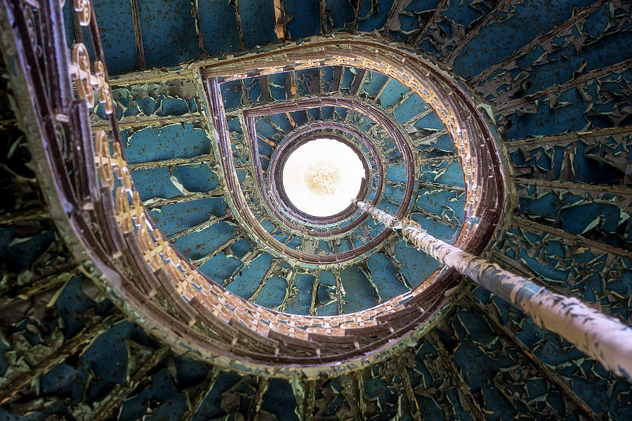 Abandoned Blue Stairs Photograph by Roman Robroek