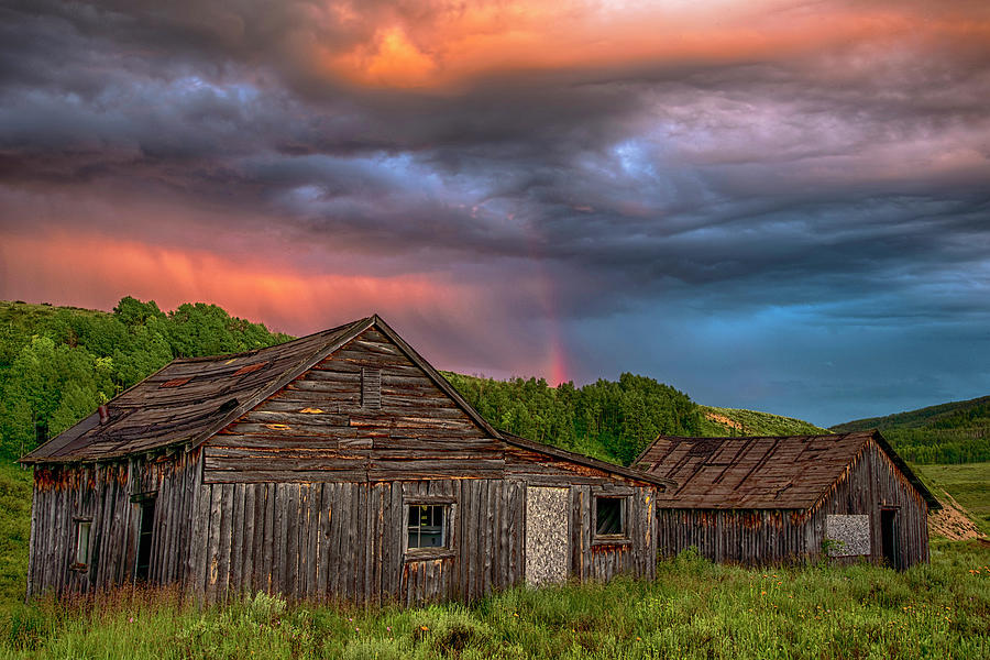 Abandoned cabin and rainbow 2 Photograph by Dave Dilli