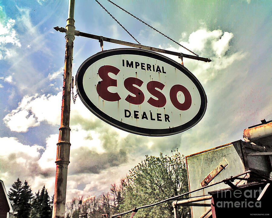 Abandoned Esso Imperial Dealer Gas Station And Sign Photograph by Retrographs