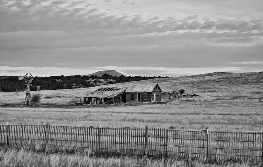 Abandoned Farm Black and White Photograph by Gaby Ethington