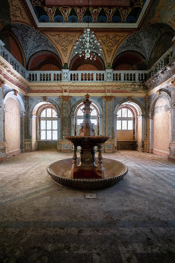 Abandoned Fountain in the Hall Photograph by Roman Robroek