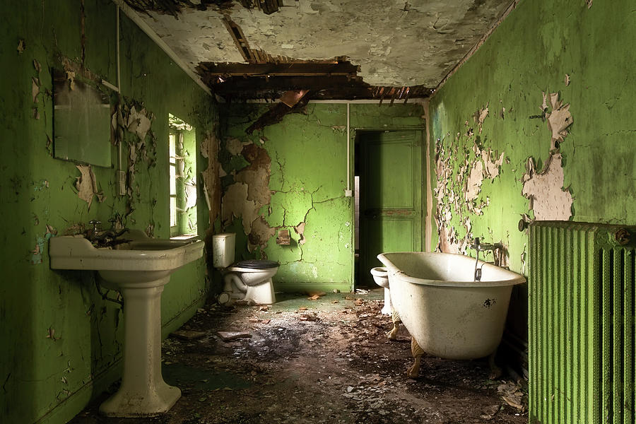 Abandoned Green Bathroom Photograph by Roman Robroek