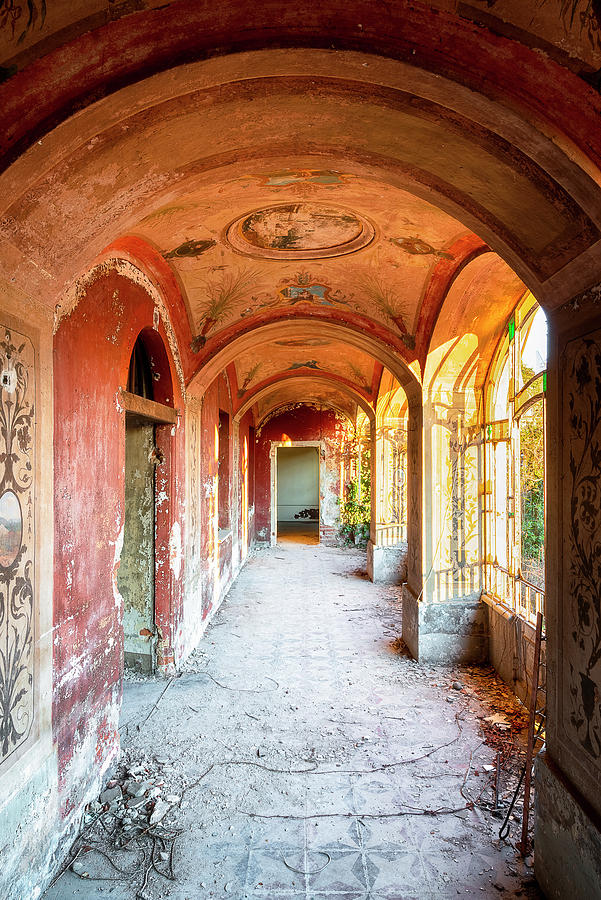 Abandoned Hallway during Sunset Photograph by Roman Robroek