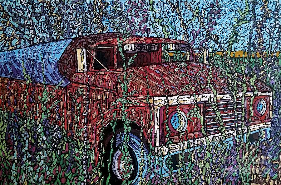 Abandoned Oil Truck  Painting by Michael Graham