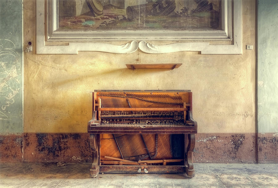 Abandoned Piano against the Wall Photograph by Roman Robroek