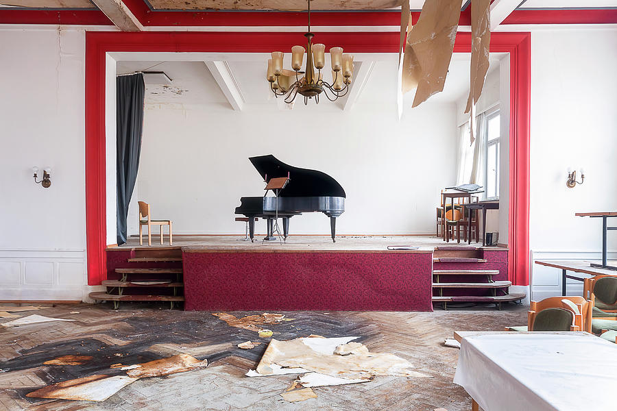 Abandoned Piano on Stage Photograph by Roman Robroek