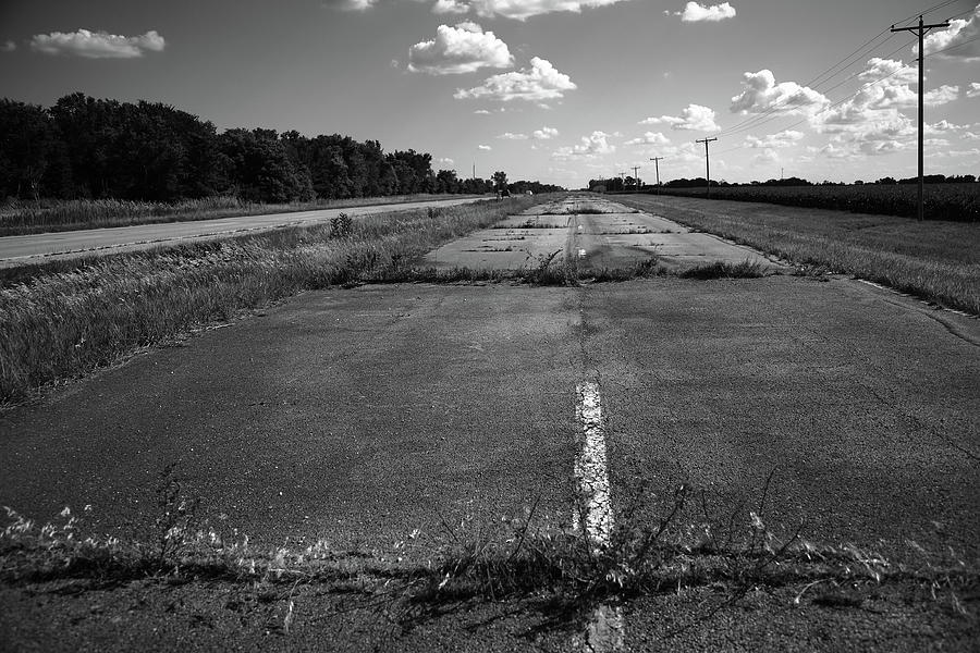 Abandoned Route 66 Circa 2012 BW Photograph by Frank Romeo