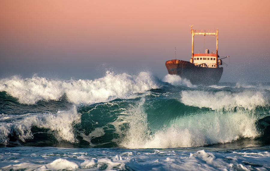 Abandoned Ship and the stormy waves Photograph by Michalakis Ppalis