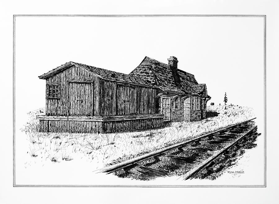 Abandoned Station Drawing by Ron Haist