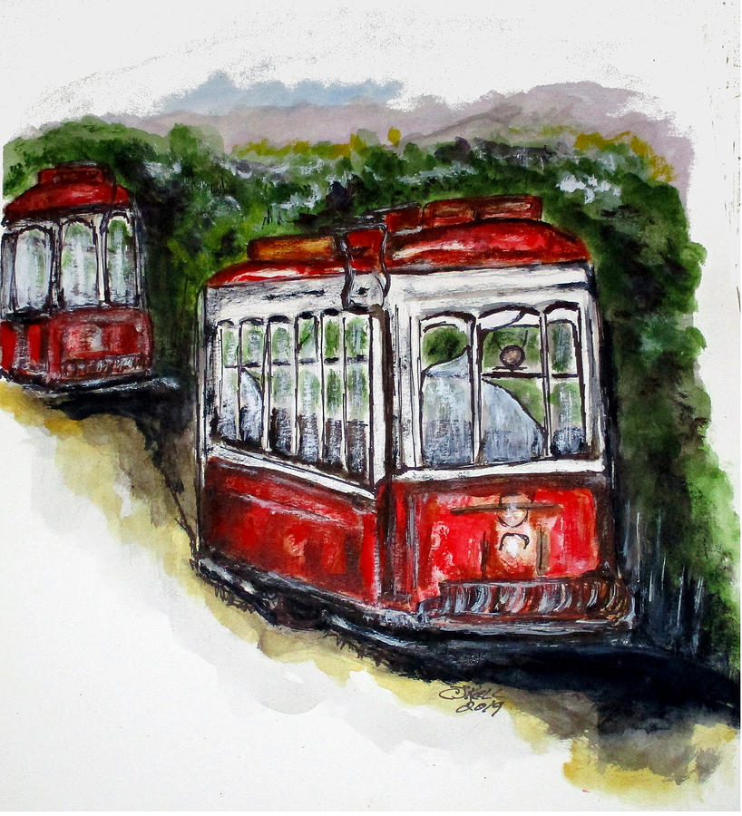 Abandoned Trolley Painting by Clyde J Kell