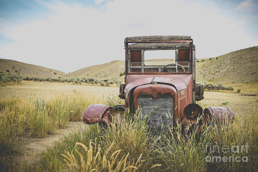 Yellowstone National Park Photograph - Abandoned Truck Bannack Ghost Town Montana by Edward Fielding