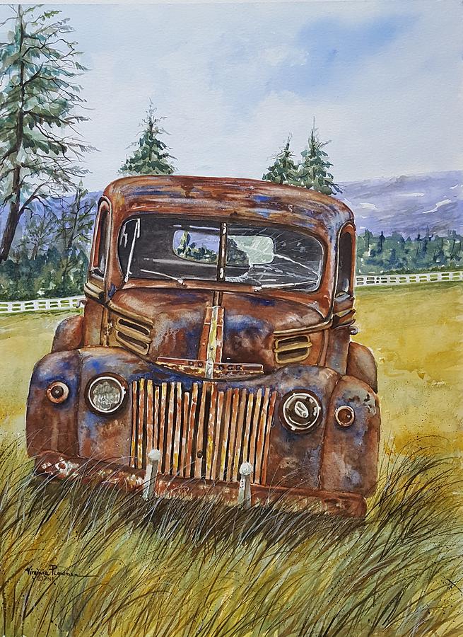 Abandoned vintage truck Painting by Virginia Plowman - Fine Art America