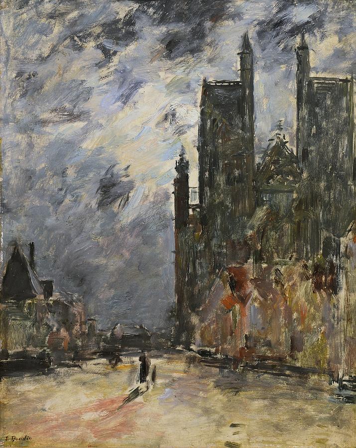 Eugene Boudin Painting - Abbeville, the Collegiate Church at Night, 1890-94 by Eugene Boudin