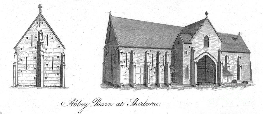 Abbey Barn At Sherborne Drawing by Print Collector