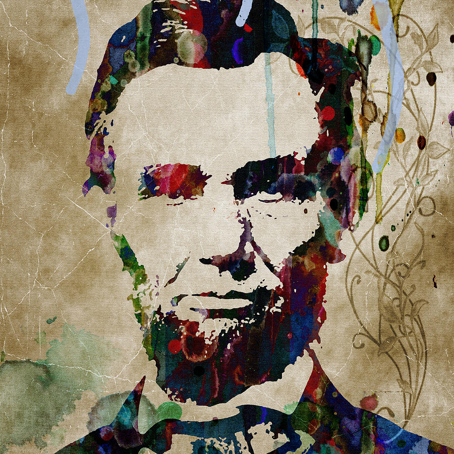 Abe Lincoln Americas Real HERO   48x48 huge prints Painting by Robert R Splashy Art Abstract Paintings