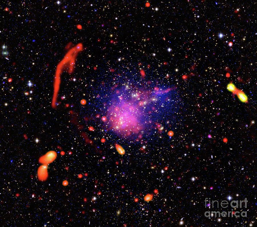 Abell 2744 Galaxy Cluster Photograph by Pearce Et Al./bill Saxton, Nrao/aui/nsf/chandra/subaru/eso/science Photo Library
