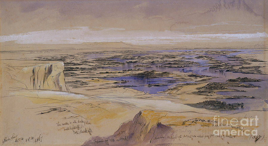 Abou Seer, 1867 Watercolor, Pen And Ink Painting by Edward Lear