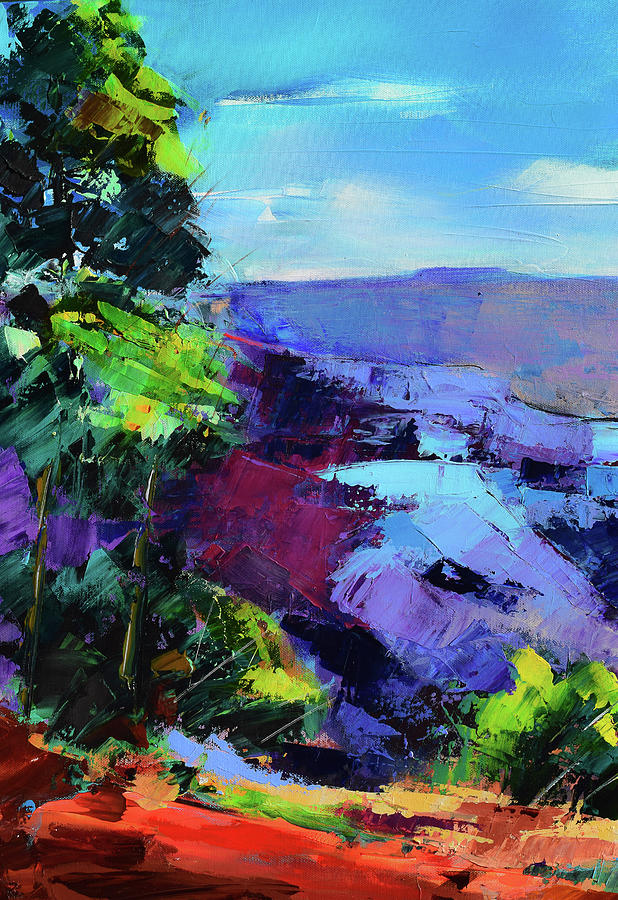 Grand Canyon National Park Painting - Blue Shades over the Canyon by Elise Palmigiani
