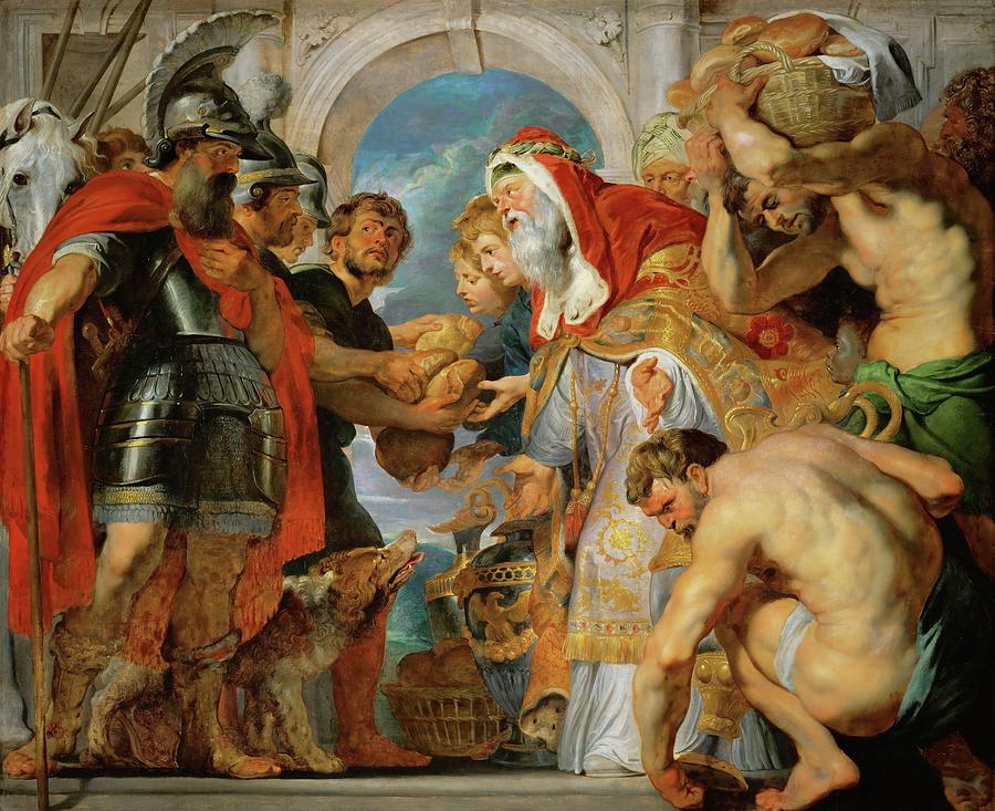Abraham and Melchisedech. Abraham returns victorious from a battle against king Kedor. Painting by Peter Paul Rubens -1577-1640-