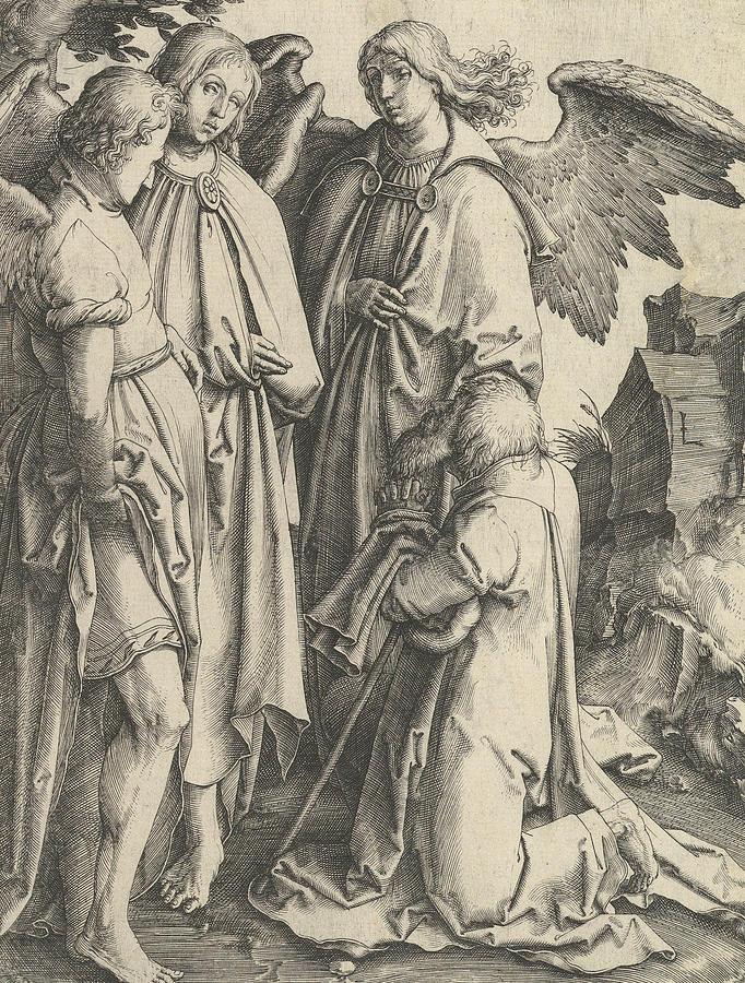Abraham and Three Angels Relief by Lucas van Leyden
