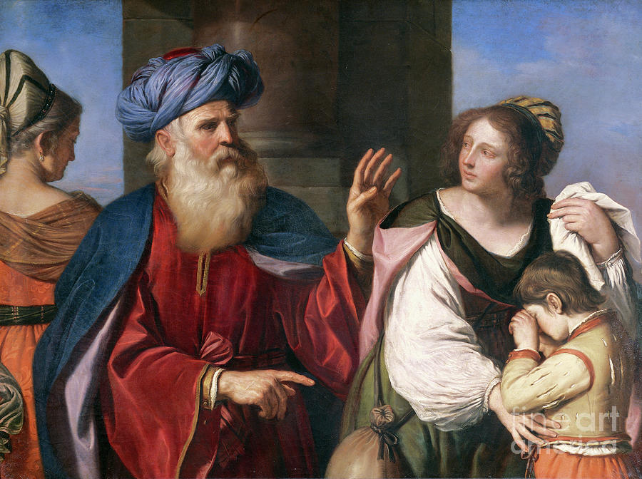 Abraham Banishes Hagar By Guercino, Oil On Canvas Painting by Guercino