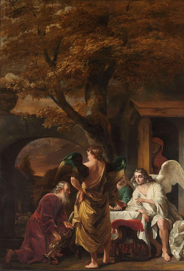 Abraham Entertaining the Three Angels, Ferdinand Bol, 1660 - 1663 Painting by Ferdinand Bol
