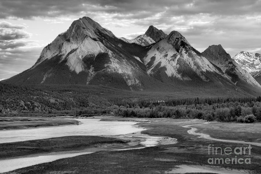 Abraham Lake Blue Streams Black And White Photograph by Adam Jewell