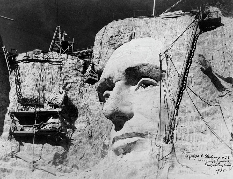 Vintage Digital Art - Abraham Lincoln On Mount Rushmore by Print Collection