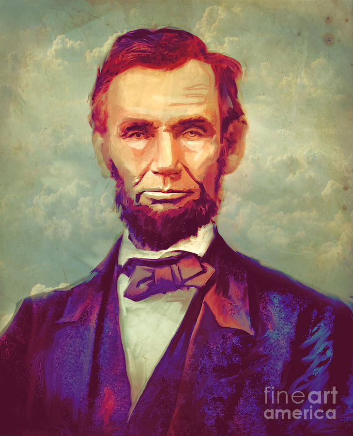 Abraham Lincoln - Purple Digital Art