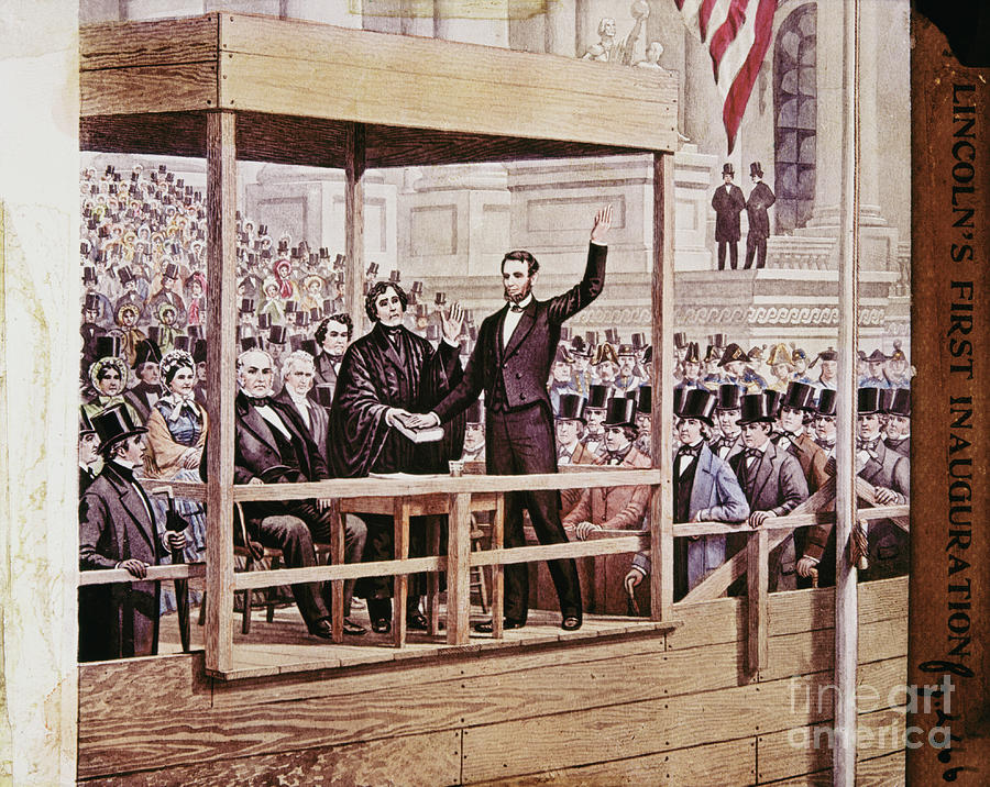 Abraham Lincoln Taking Oath Photograph by Bettmann