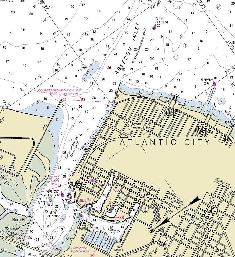 Absecon Inlet New Jersey Nautical Chart Digital Art by Sea Koast