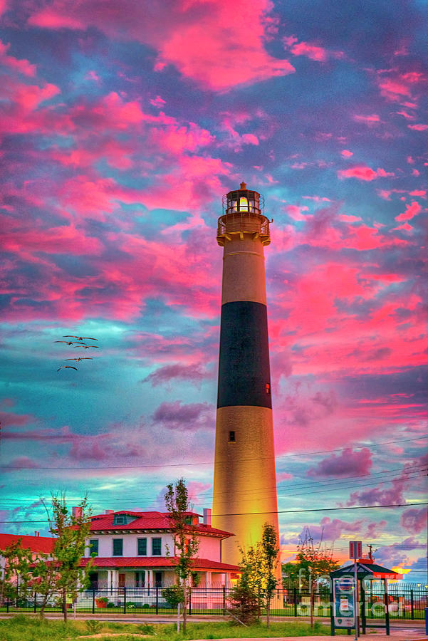Absecon Lighthouse Fiery Sunrise Photograph by David Zanzinger