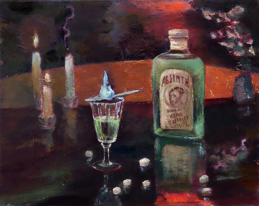 Bottle Painting - Absinthe by Vera Persiyanova