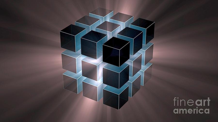 Abstract 3d Cubes In Cube Ultra Hd Digital Art